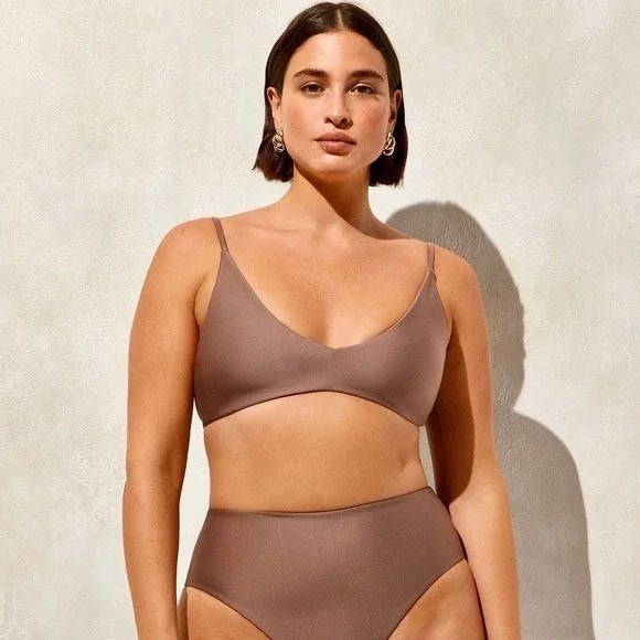 NWT!! J. CREW Lana Bikini Top Classic Sculpt Smoky Willow Wood Beach Medium